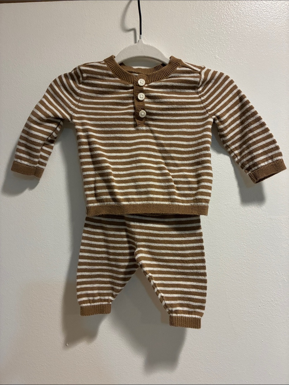Gender Neutral Brown Striped Newborn Outfit Little Planet Carters Set